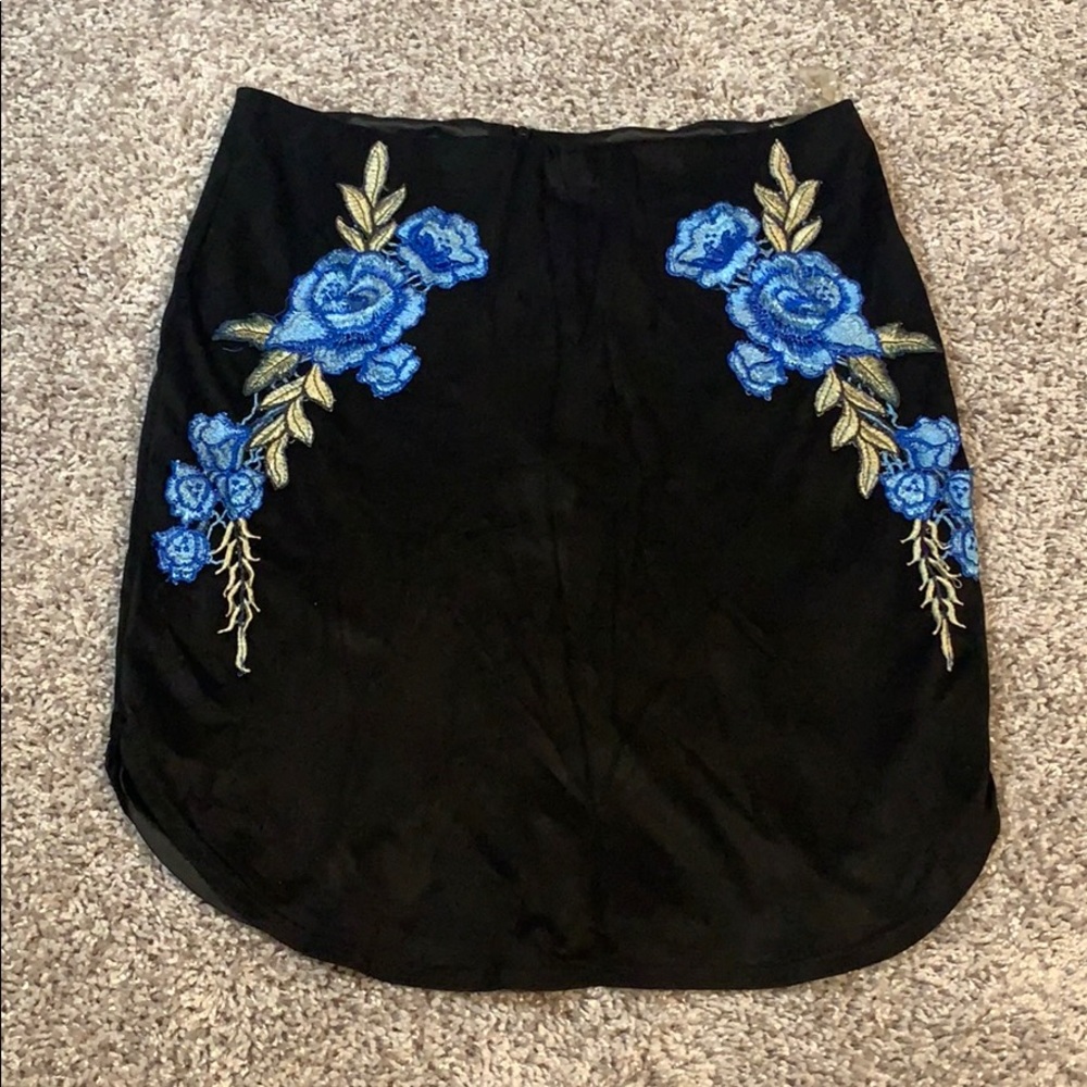 Faux Suede skirt with Embroidered sides